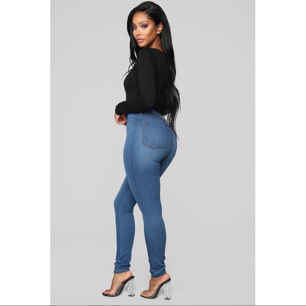 Medium Wash High-Waist Skinny Jeans